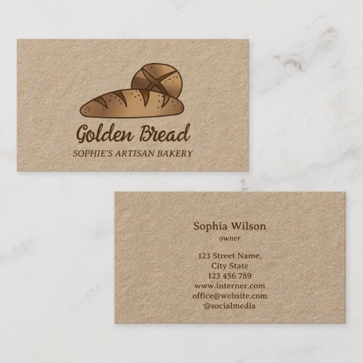 Rustieke zuurdesembroodbakker visitekaartje (Voorkant / Achterkant)