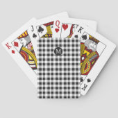 Rustieke zwart-wit Buffalo Plaid Monogrammed Pokerkaarten (Achterkant)