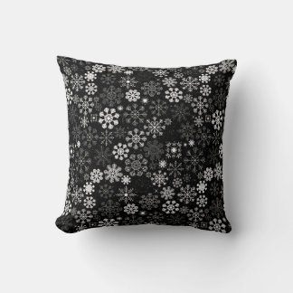 Rustieke  Zwart-Wit Feestelijke Sneeuwvlokken Kussen