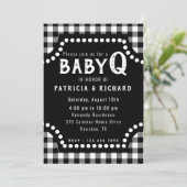 Rustieke zwart-wit Gingham BabyQ Baby shower Kaart (Staand voorkant)