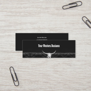 Rustieke zwart-wit land Western Bull Skull Mini Visitekaartje