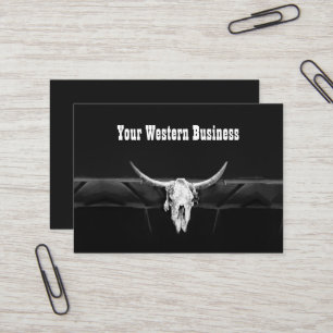 Rustieke zwart-wit land Western Bull Skull Visitekaartje