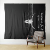 Rustieke zwart-wit western stierenschedel achtergr wandkleed (In Situ (horizontaal))