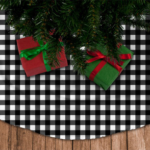 Rustieke zwart-witte Buffalo Plaid Kerstboom Rok