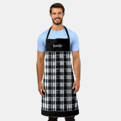 Rustieke zwart-witte buffel geruite persoonlijk schort (Gedragen)
