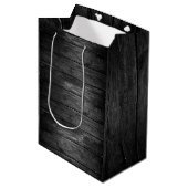 Rustieke zwart-witte houtstructuur medium cadeauzakje (Voorkant Gekanteld)