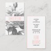 Rustieke zwart-witte rozenbloemen blush roze visitekaartje (Voorkant / Achterkant)