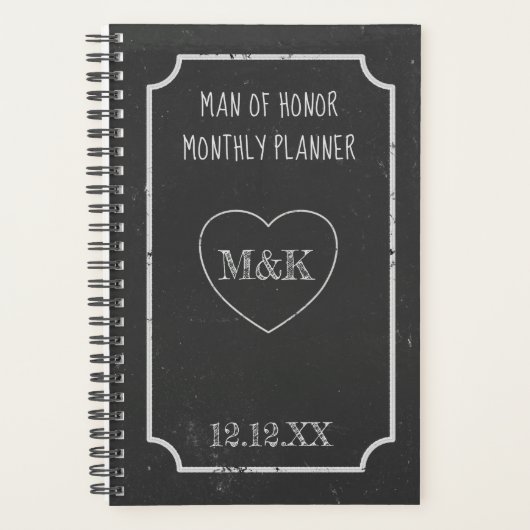 Rustieke Zwarte en Witte Hart Bruids Party Planner (Voorkant)