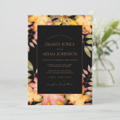 Rustieke zwarte Herfst herfst bladeren bruiloft Kaart (Staand voorkant)