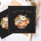 Rustieke zwarte herfst Herfst pompoenen bruiloft Save The Date