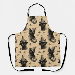 Rustieke  Zwarte Kattenheks Halloween Patroon Schort