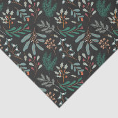 Rustieke zwarte Kerstmis gebladerte patroon Tissuepapier (Detail)