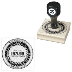  rustieke zwarte krans aangepaste tekst 	rubberstempel