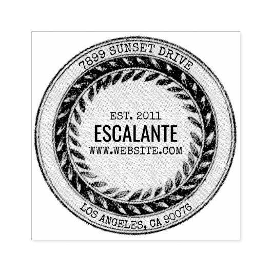  rustieke zwarte krans aangepaste tekst 	rubberstempel (Afrduk)