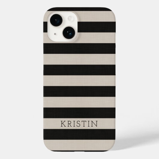 Rustieke zwarte strepen monogram Case-Mate iPhone case (Achterkant)