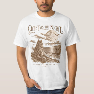 Rustig als de Nacht Maine Coon Maan Oceaan Kunst T-shirt