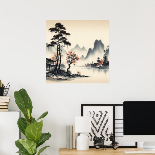 Rustig berglandschap poster (Thuiskantoor)