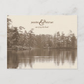 Rustig bergmeerlandschap antiek foto aankondigingskaart (Voorkant)