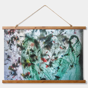 Rustig blauw abstract Houten Overdekte Wandtapijt, Hangend Wandkleed