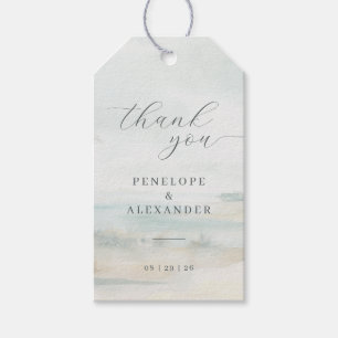 Rustig Blauw Aquarel Golven Cadeaulabel
