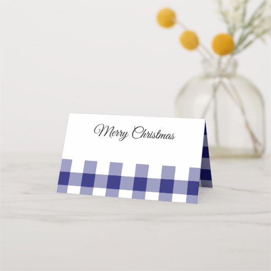 Rustig Blauw Geruit Prettig Kerstfeest (Voorkant)