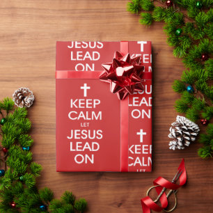 Rustig blijven Laat Jezus leiden op het Christelij Cadeaupapier