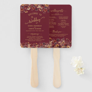 Rustig Bourgondië Boho Wilde Bloemen Huwelijksprog Handwaaier