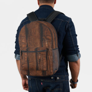 Rustig donkerbruin oud hout bedrukte rugzak