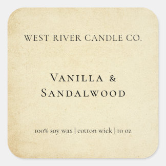 Rustig Elegant Kraft Papier Kaarslabel Vierkante Sticker