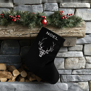 Rustig elegante Kerstmis geruite herten sokken Grote Kerstsok