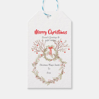 Rustig elegante waterverf Kerstmis Cadeaulabel