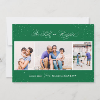 Rustig en blij kerst fotokaart groen feestdagenkaart