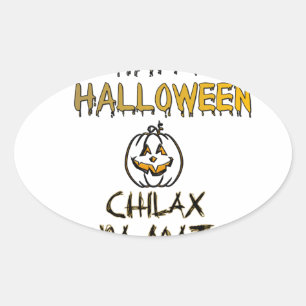 Rustig en ontspannen Happy Halloween Collectie Ovale Sticker