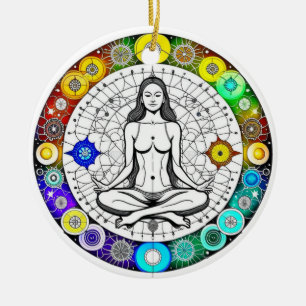 Rustig en serene vreedzame meditatie keramisch ornament