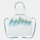 Rustig en Vreedzaam Winterbos Waterverf Naam Schort (Voorkant)