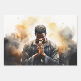 Rustig geloof: de biddende toewijding van een zwar inpakpapier vel