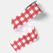Rustig Gingham Rood Wit Kerstmis Lint (Achterkant)