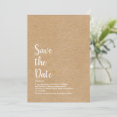Rustig Gold Heart Script Save the Date Definition Kaart (Staand voorkant)
