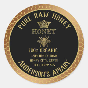  rustig goud bijen kroonhoningraat honingraat ronde sticker