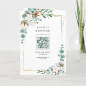 Rustig gouden katoen eucalyptus QR-code bruiloft (Achterkant)