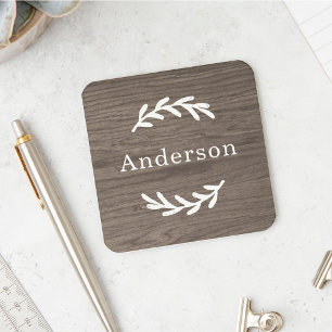 Rustig grijs hout laurier monogram naam bier onderzetter