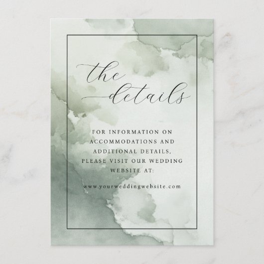 Rustig groen aquarel details informatiekaartje (Voorkant)