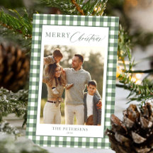 Rustig groen geruit familie foto Kerstmis 