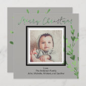 Rustig groene blad foto vrolijk kerstfeest feestdagenkaart (Voorkant / Achterkant)