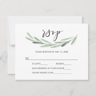 Rustig groene olijftak eenvoudig trouw-RSVP 2 RSVP Kaartje