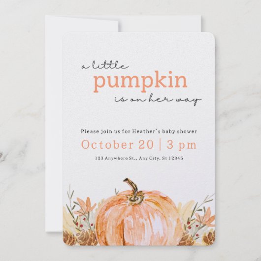 RUSTIG! Herfst Baby shower Invitation - Details to Kaart (Voorkant)
