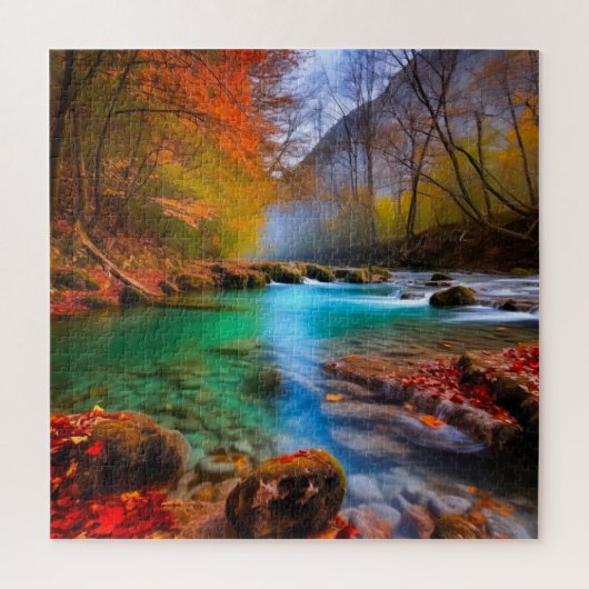 Rustig herfst rivierlandschap legpuzzel (Verticaal)