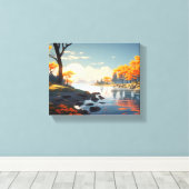 Rustig herfstlandschap canvas afdruk (Insitu (Houten vloer))