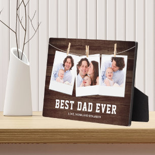Rustig houten Beste papa ooit 3 foto collage Fotoplaat