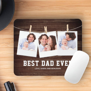 Rustig houten Beste papa ooit 3 foto collage Muismat